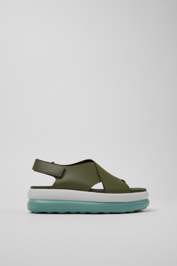 Neu Eingetroffen Camper Pelotas Flota Up - Grüne Ledersandalen für Damen. Neu Eingetroffen Camper Pelotas Flota Up - Grüne Ledersandalen für Damen.