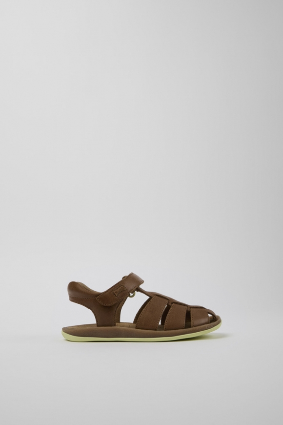Neu Eingetroffen Camper Bicho - Brauner Kindersandale aus Leder.