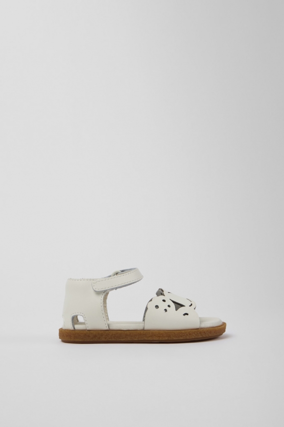 Neu Eingetroffen Camper Twins - Weiße Ledersandalen mit Doppelriemen Neu Eingetroffen Camper Twins - Weiße Ledersandalen mit Doppelriemen
