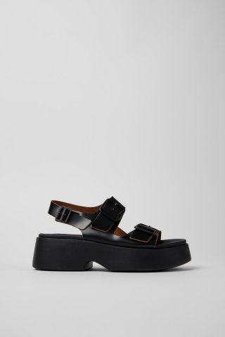 Neu Eingetroffen Camper Tasha - Schwarze ledersandale für damen.