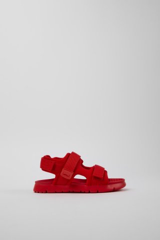 Neu Eingetroffen Camper Oruga - Rote Kindersandale aus Textil.