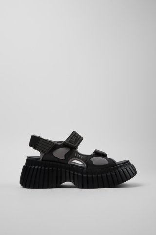 Neu Eingetroffen Camper Pix BCN - Mehrfarbige Damensandalen aus Leder und Textil.