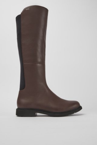 Neu Eingetroffen Camper Neuman - Brauner Damenhochstiefel aus Leder und Textil.
