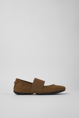 Neu Eingetroffen Camper Right - Brauner Ballerina aus Nubukleder für Damen.
