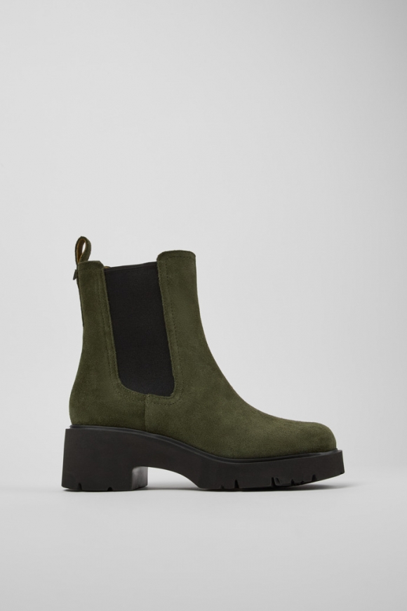 Neu Eingetroffen Camper Milah - Grüne Damenstiefelette aus Nubukleder Neu Eingetroffen Camper Milah - Grüne Damenstiefelette aus Nubukleder