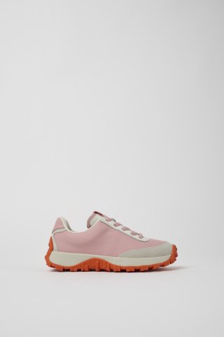 Neu Eingetroffen Camper Drift Trail - Rosa-graue Kindersneaker aus Leder und Nubukleder