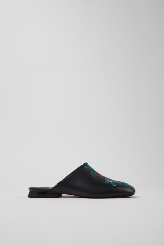 Neu Eingetroffen Camper Twins - Schwarzer Damensandalette aus Leder.