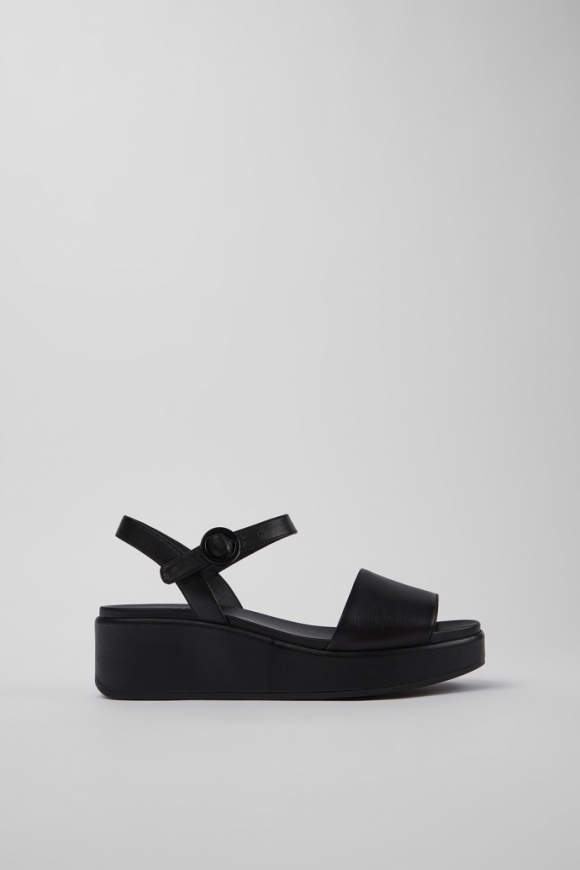 Neu Eingetroffen Camper Misia - Schwarze Damensandalen aus Leder mit Doppelriemen Neu Eingetroffen Camper Misia - Schwarze Damensandalen aus Leder mit Doppelriemen
