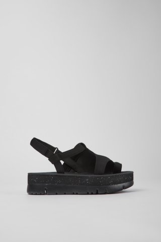 Neu Eingetroffen Camper Oruga Up - Schwarze Damensandale aus Textil