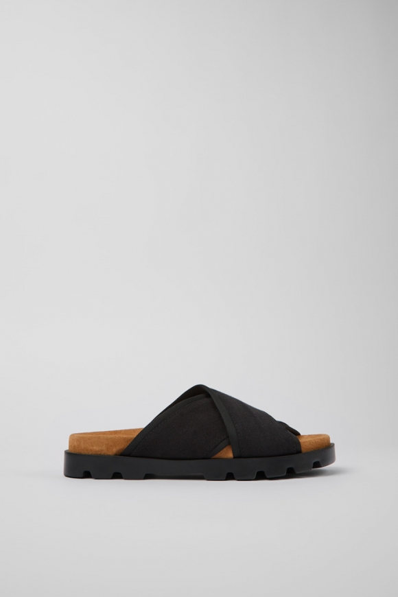 Neu Eingetroffen Camper Brutus Sandal - Schwarze Damensandalen aus Textil mit Kreuzriemen