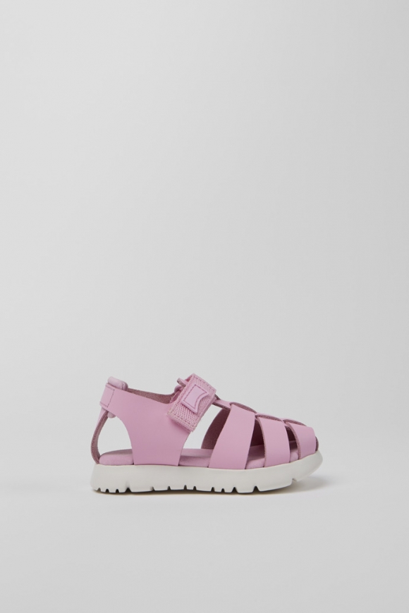 Neu Eingetroffen Camper Oruga - Rosa Sandale aus Leder und Textil