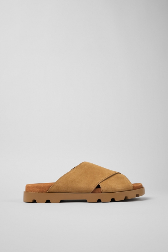 Neu Eingetroffen Camper Brutus Sandal - Beige Herrensandalen aus Nubukleder mit Kreuzriemen Neu Eingetroffen Camper Brutus Sandal - Beige Herrensandalen aus Nubukleder mit Kreuzriemen