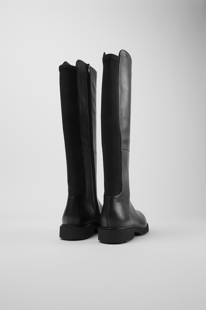 Neu Eingetroffen Camper Neuman - Schwarzer hoher Lederstiefel für Damen aus Leder und Textil.