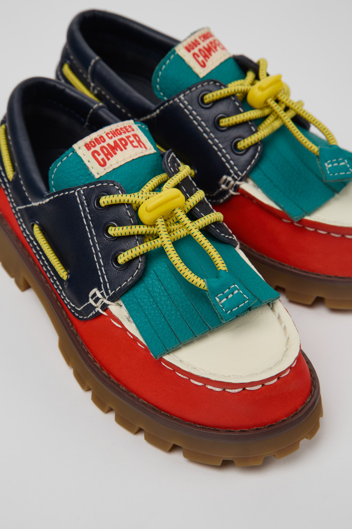 Neu Eingetroffen Camper Bobo Choses x Camper - Mehrfarbige Kindermokassins aus Leder und Nubukleder.