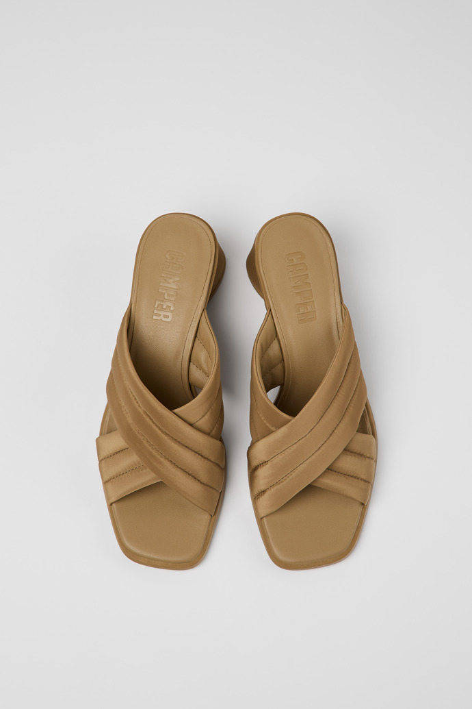 Neu Eingetroffen Camper Kiara - Braune Damensandalen aus Textil mit Kreuzriemen