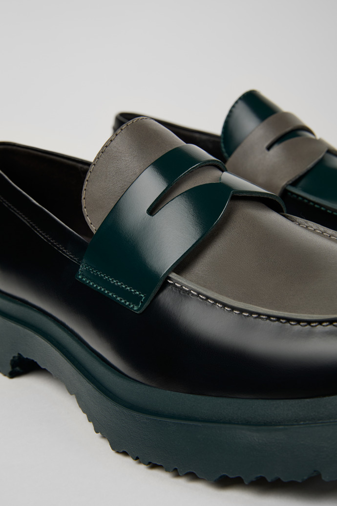 Neu Eingetroffen Camper Twins - Schwarzer und grauer Herrenloafer aus Leder