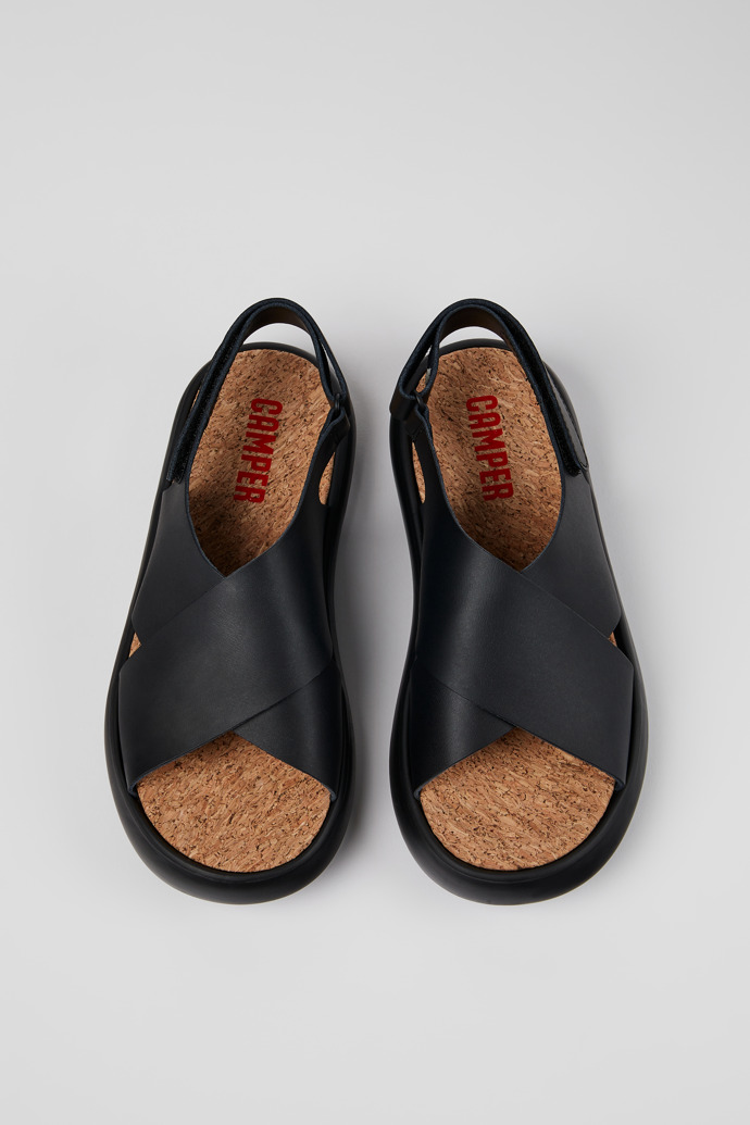 Neu Eingetroffen Camper Pelotas Flota - Schwarze Damensandalen aus Leder mit Kreuzriemen