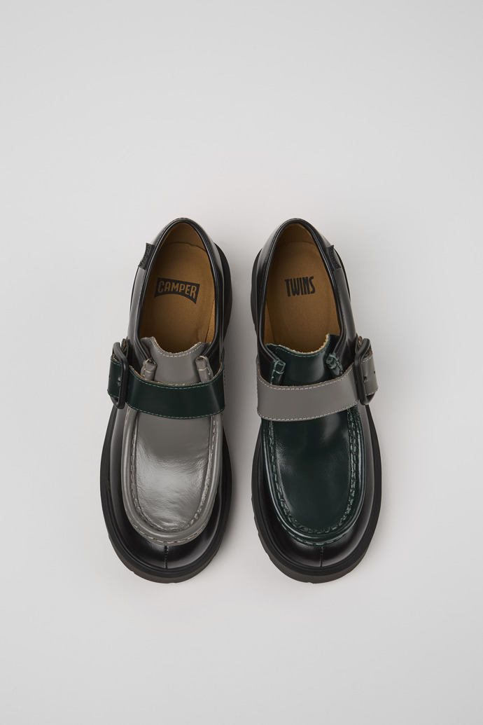 Neu Eingetroffen Camper Twins - Schwarzer und grauer Damenloafer aus Leder
