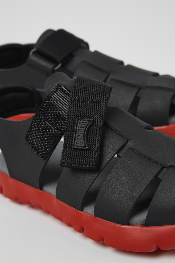 Neu Eingetroffen Camper Oruga - Schwarze Sandalen aus Leder/Textil