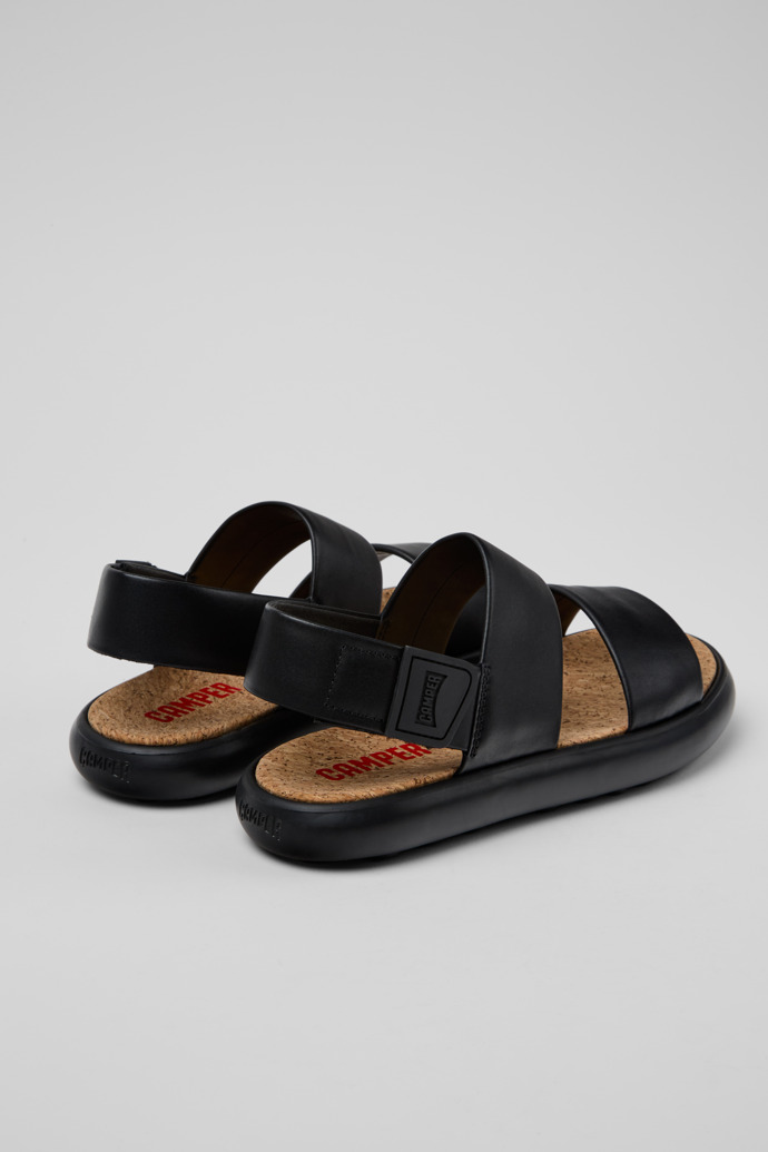Neu Eingetroffen Camper Pelotas Flota - Schwarze Ledersandale für Damen.