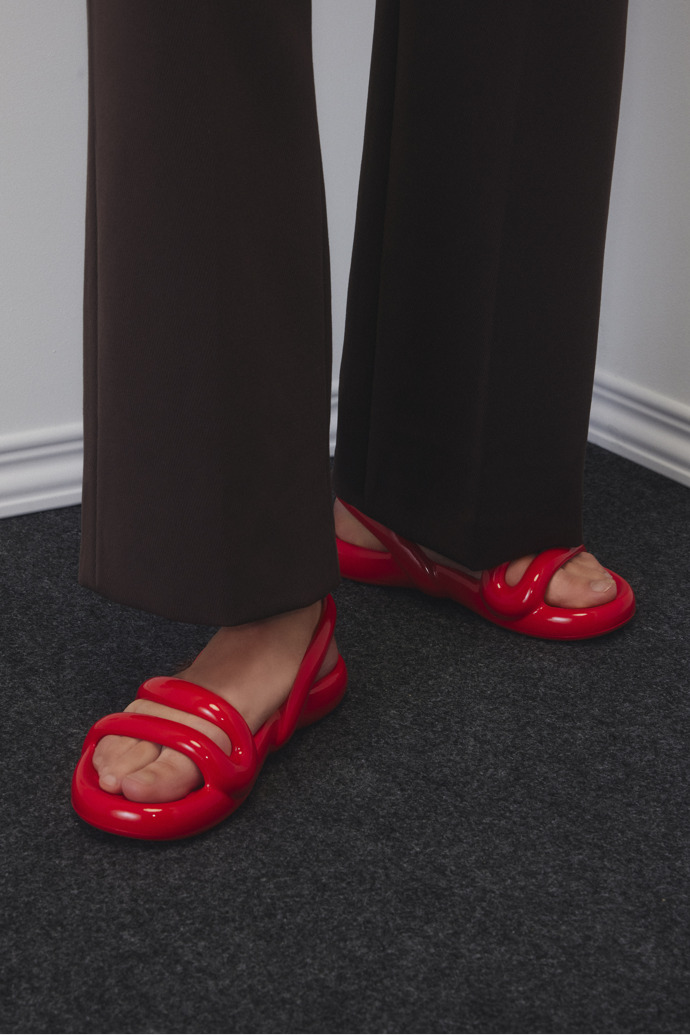 Neu Eingetroffen Camper Kobarah Flat - Rote Sandalen.