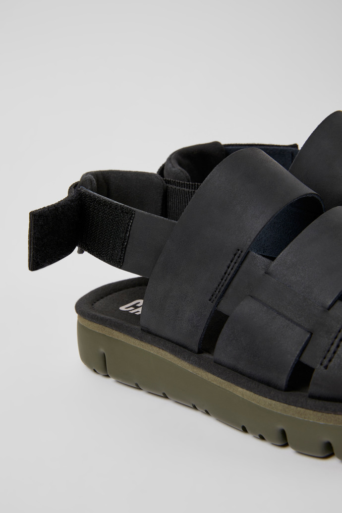 Neu Eingetroffen Camper Oruga - Schwarze Herrensandale aus Leder und Textil