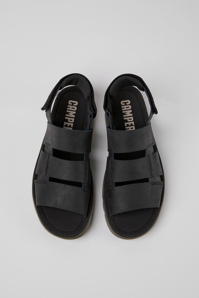 Neu Eingetroffen Camper Oruga - Schwarze Herrensandale aus Leder und Textil