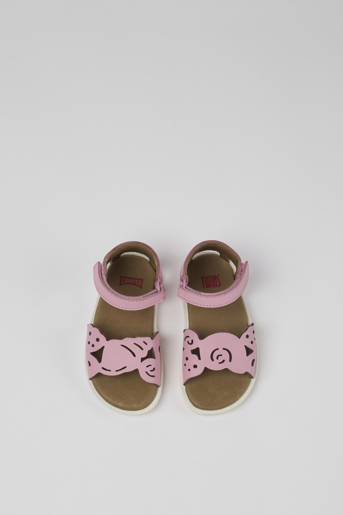 Neu Eingetroffen Camper Twins - Rosafarbene Ledersandalen mit Doppelriemen