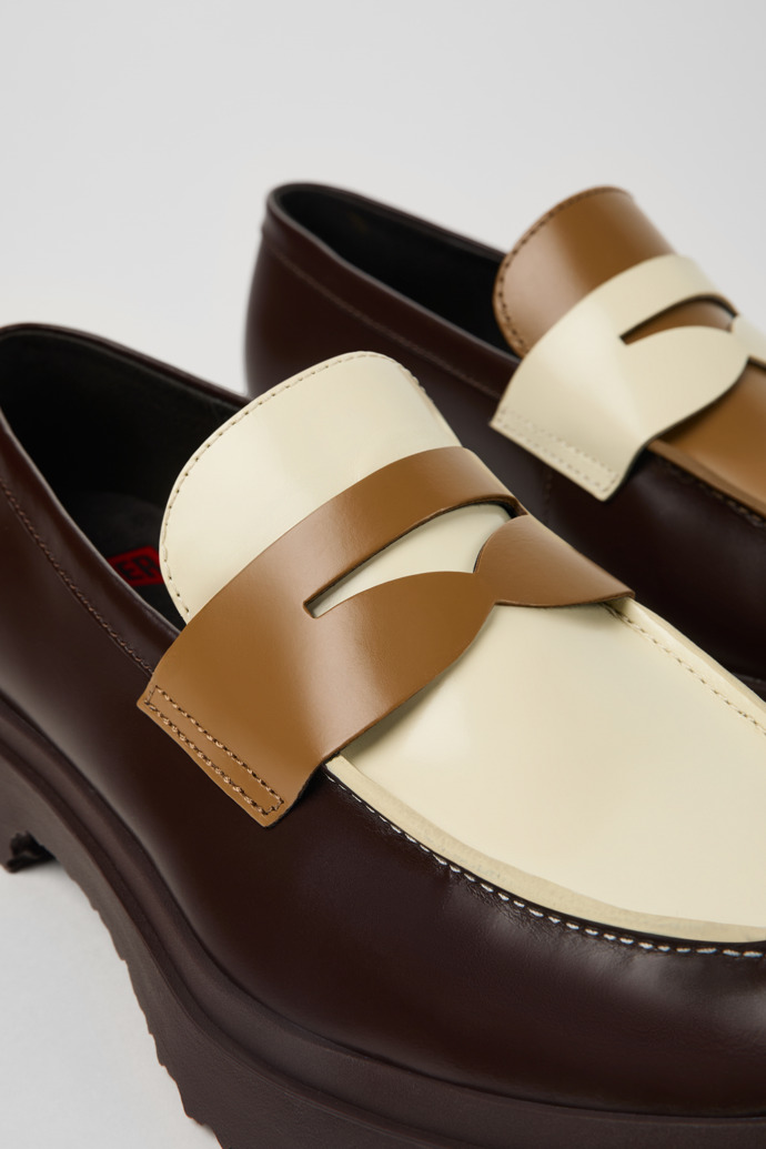 Neu Eingetroffen Camper Twins - Braune und weiße Lederloafer für Herren
