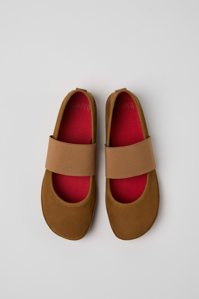 Neu Eingetroffen Camper Right Nina - Brauner Ballerina aus Nubukleder für Damen.