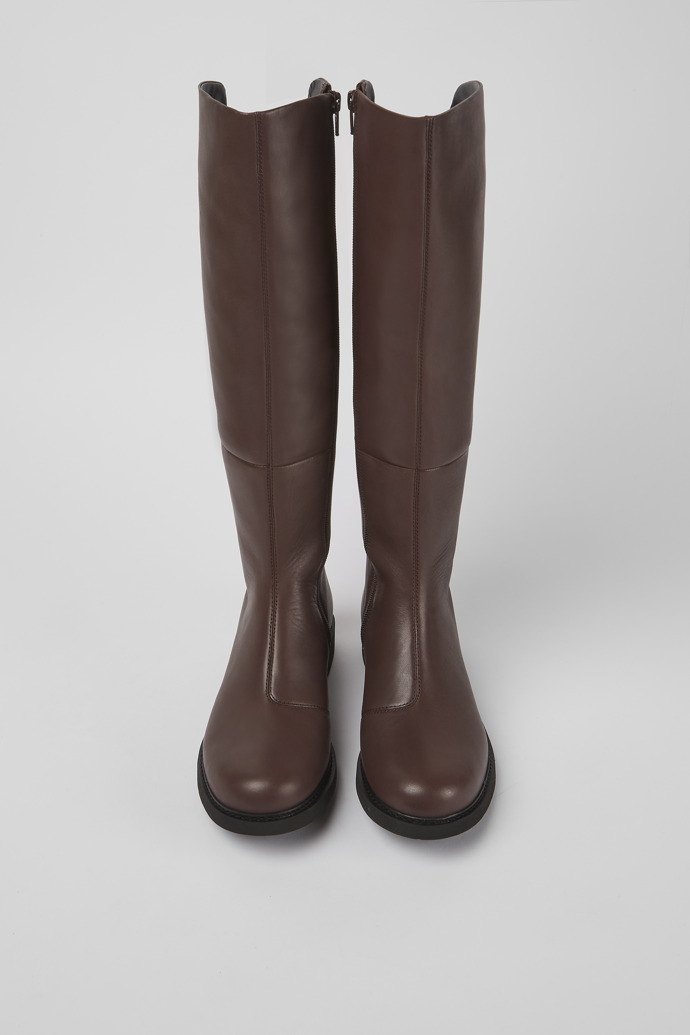 Neu Eingetroffen Camper Neuman - Brauner Damenhochstiefel aus Leder und Textil.
