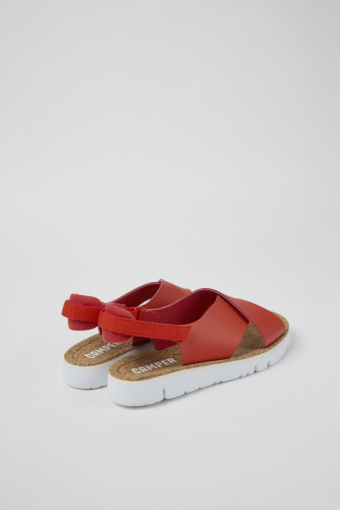 Neu Eingetroffen Camper Oruga - Rote Damensandale aus Leder und Textil