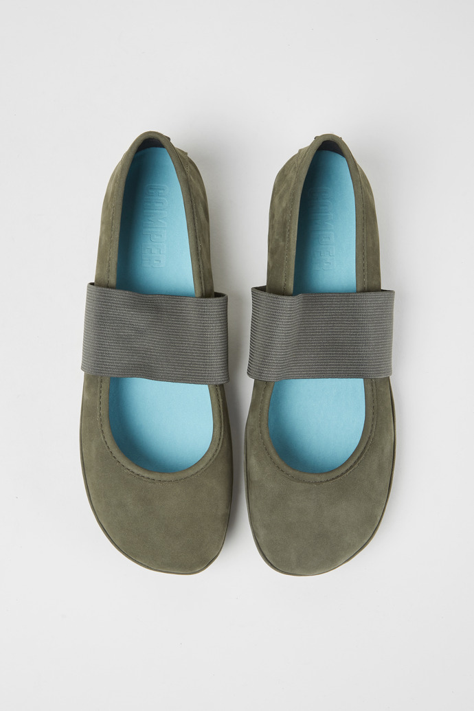 Neu Eingetroffen Camper Right - Grüne Ballerinas aus Nubukleder