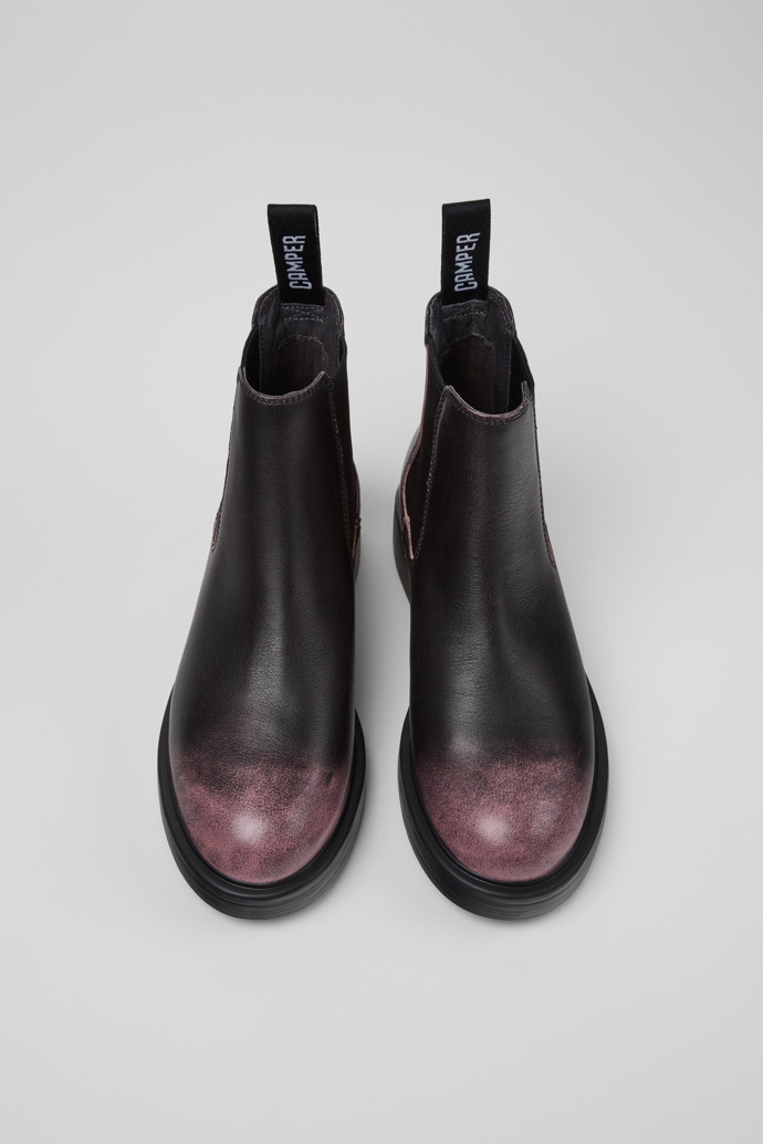 Neu Eingetroffen Camper Dean - Schwarze und rosa Lederstiefeletten für Damen.