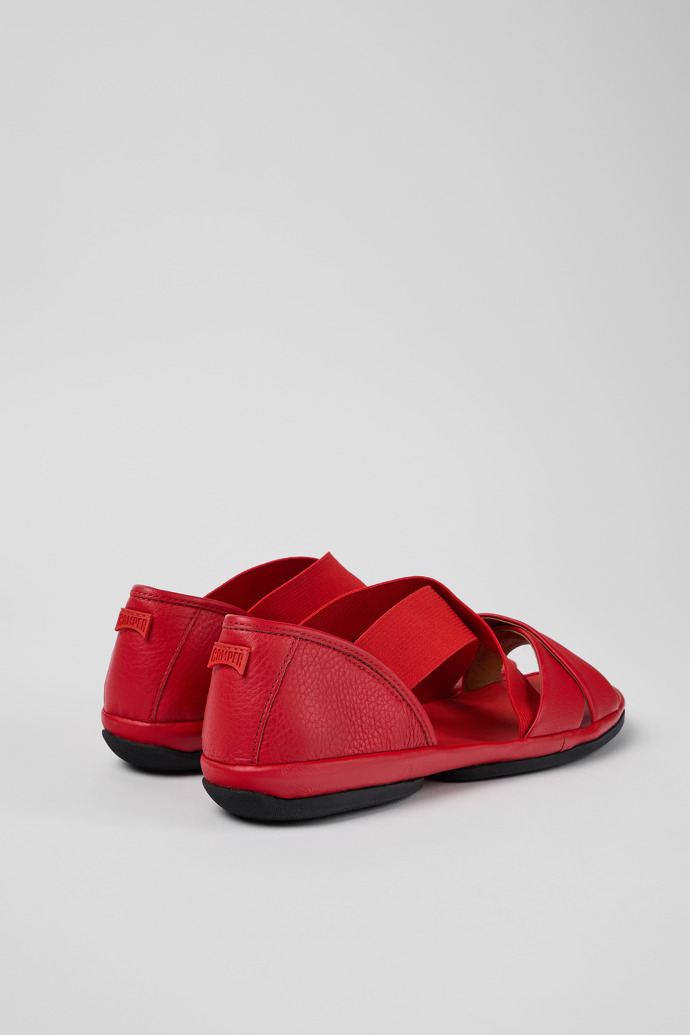 Neu Eingetroffen Camper Right - Rote Damensandalen aus Leder mit Kreuzriemen