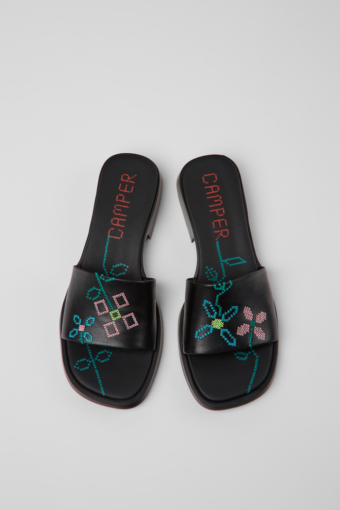 Neu Eingetroffen Camper Twins - Schwarzer Damensandalette aus Leder.