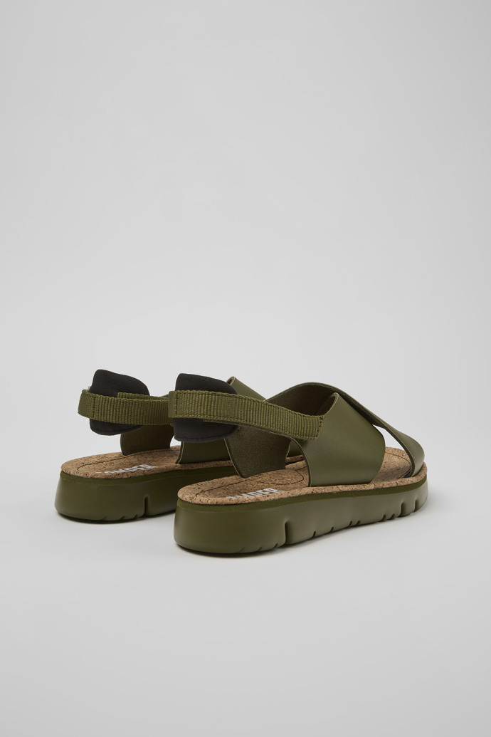 Neu Eingetroffen Camper Oruga - Grüne Damensandalen aus Leder/Textil