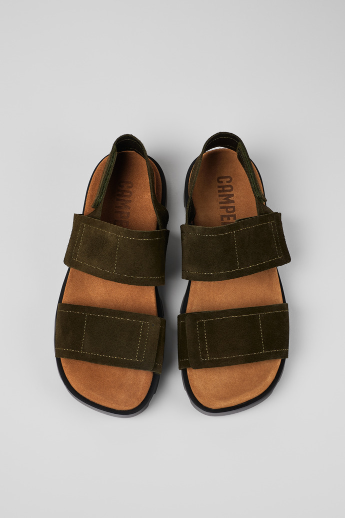 Neu Eingetroffen Camper Brutus Sandal - Grüne Herrensandalen aus Nubukleder mit Doppelriemen