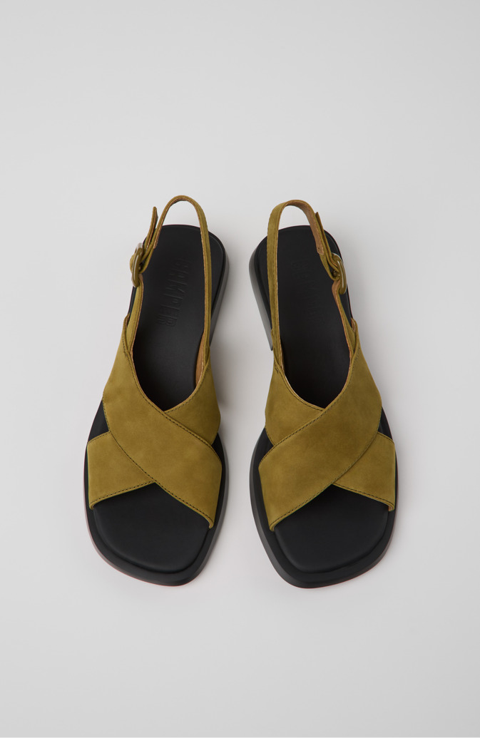 Neu Eingetroffen Camper Dana - Grüne Sandalen aus Nubukleder für Damen.