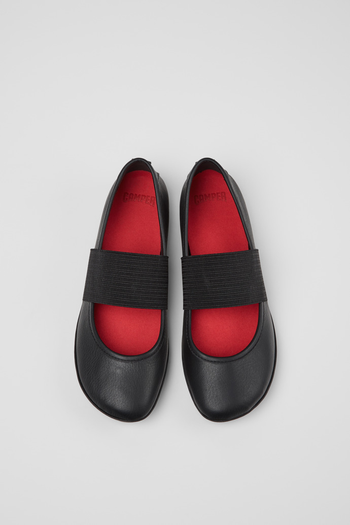 Neu Eingetroffen Camper Right Nina - Schwarzer Lederballerina für Damen.