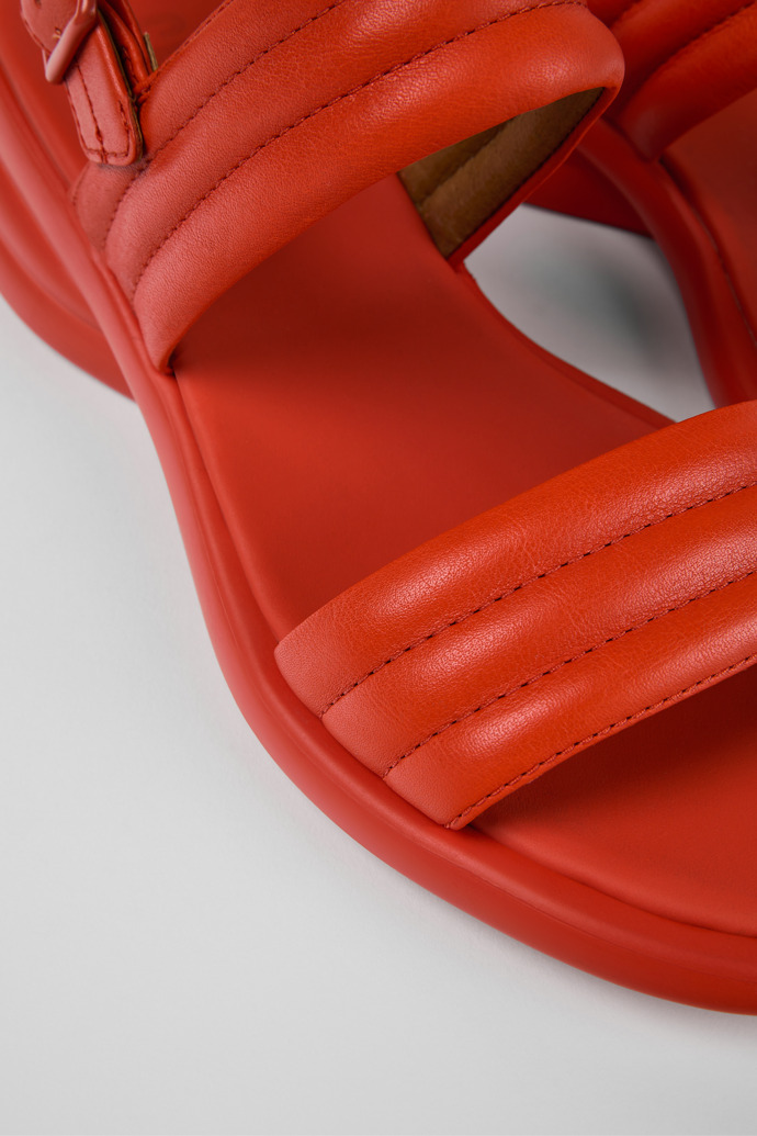 Neu Eingetroffen Camper Spiro - Rote Damensandalen aus Leder mit Doppelriemen