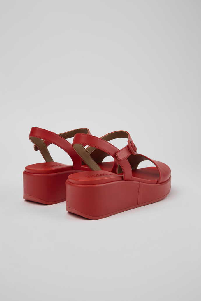 Neu Eingetroffen Camper Misia - Rote Damensandalen aus Leder mit Doppelriemen
